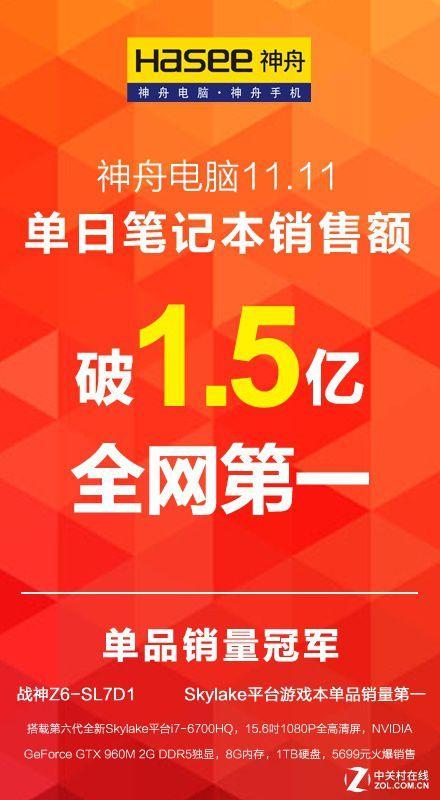成功转型互联网 神舟·双11销售破1.5亿
